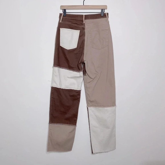 HOLLISTER ULTRA HIGH-RISE BROWN PATCHWORK DAD JEANS SIZE 9 - Picture 9 of 11